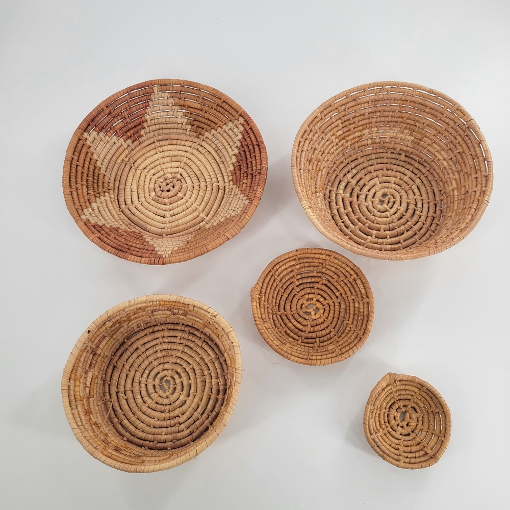 Boho Hanging Wall Basket Decor Handmade Woven Basket Wall Decorative 5pc